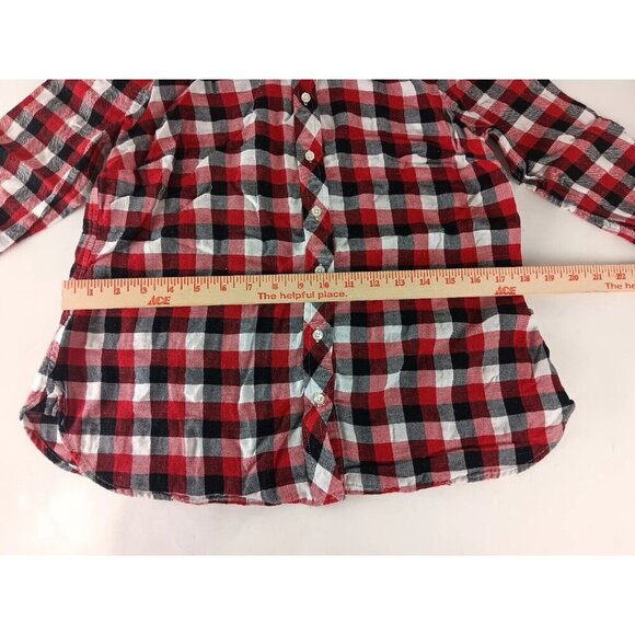 Talbots Button Up Shirt Women’s Size  Mp Red Black White Buffalo Check w/Silver - Picture 5 of 10